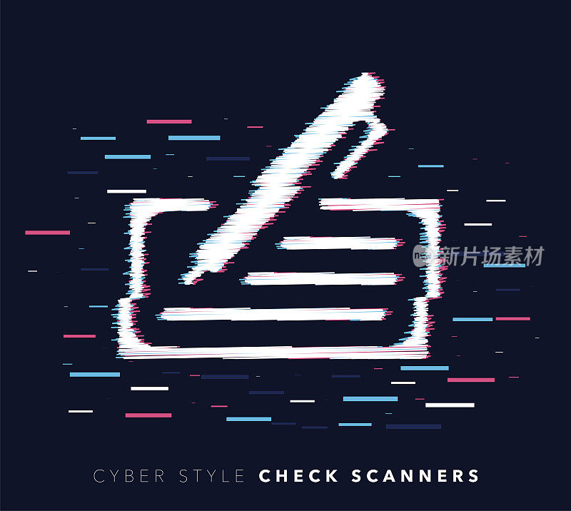 Check Scanners Glitch Effect Vector Icon Illustration